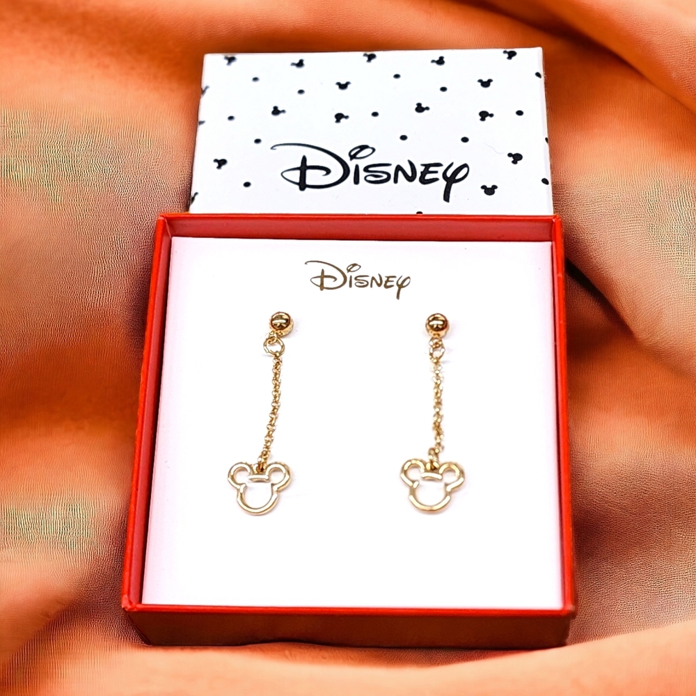 Disney Mickey Mouse gold-toned dangling earrings NIB